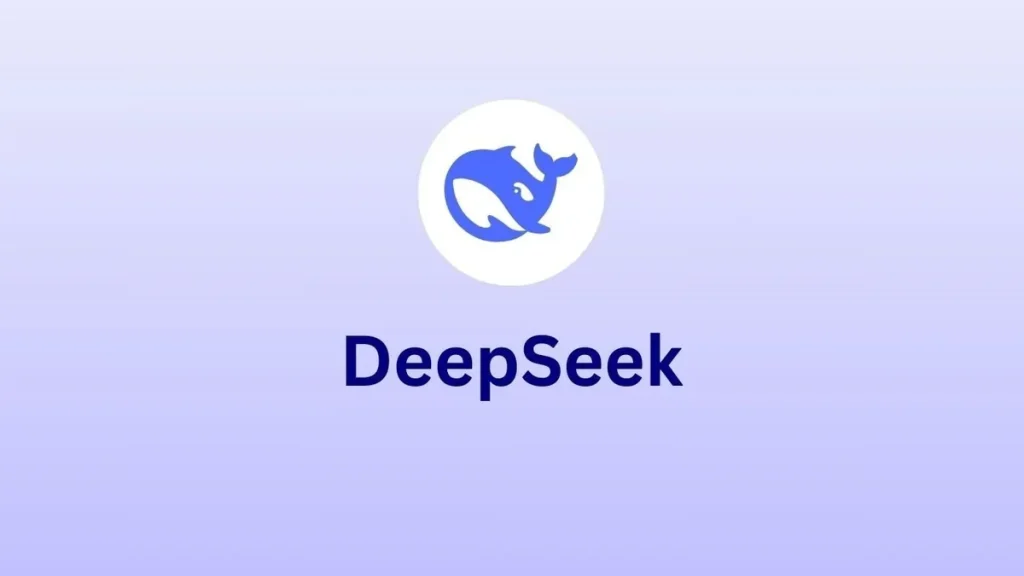 Blue DeepSeek whale logo in a white circle on a lavender background