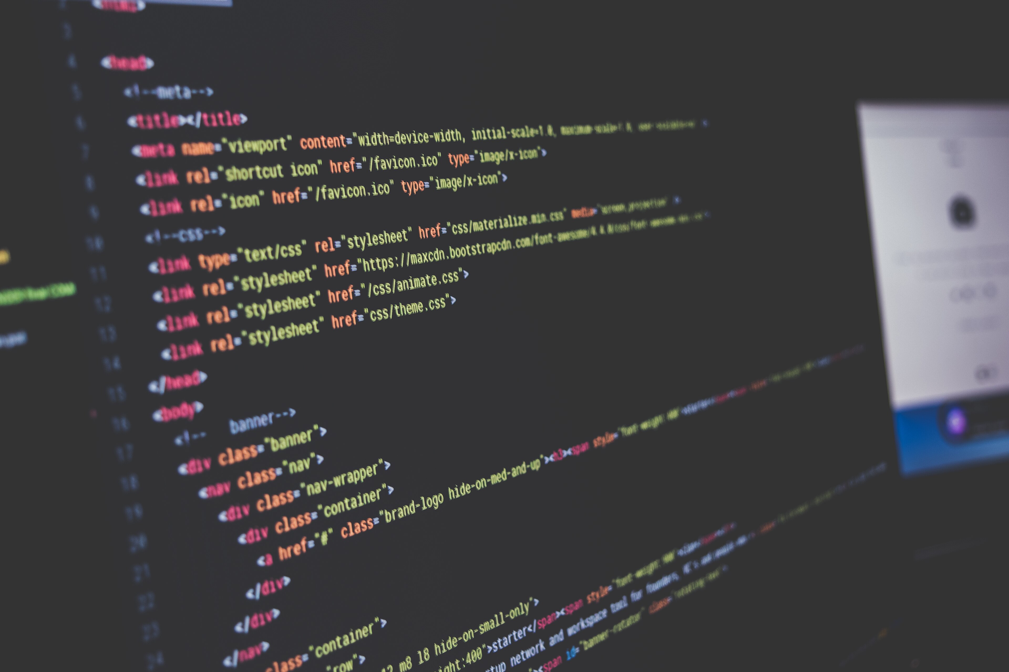 Source code on a computer screen